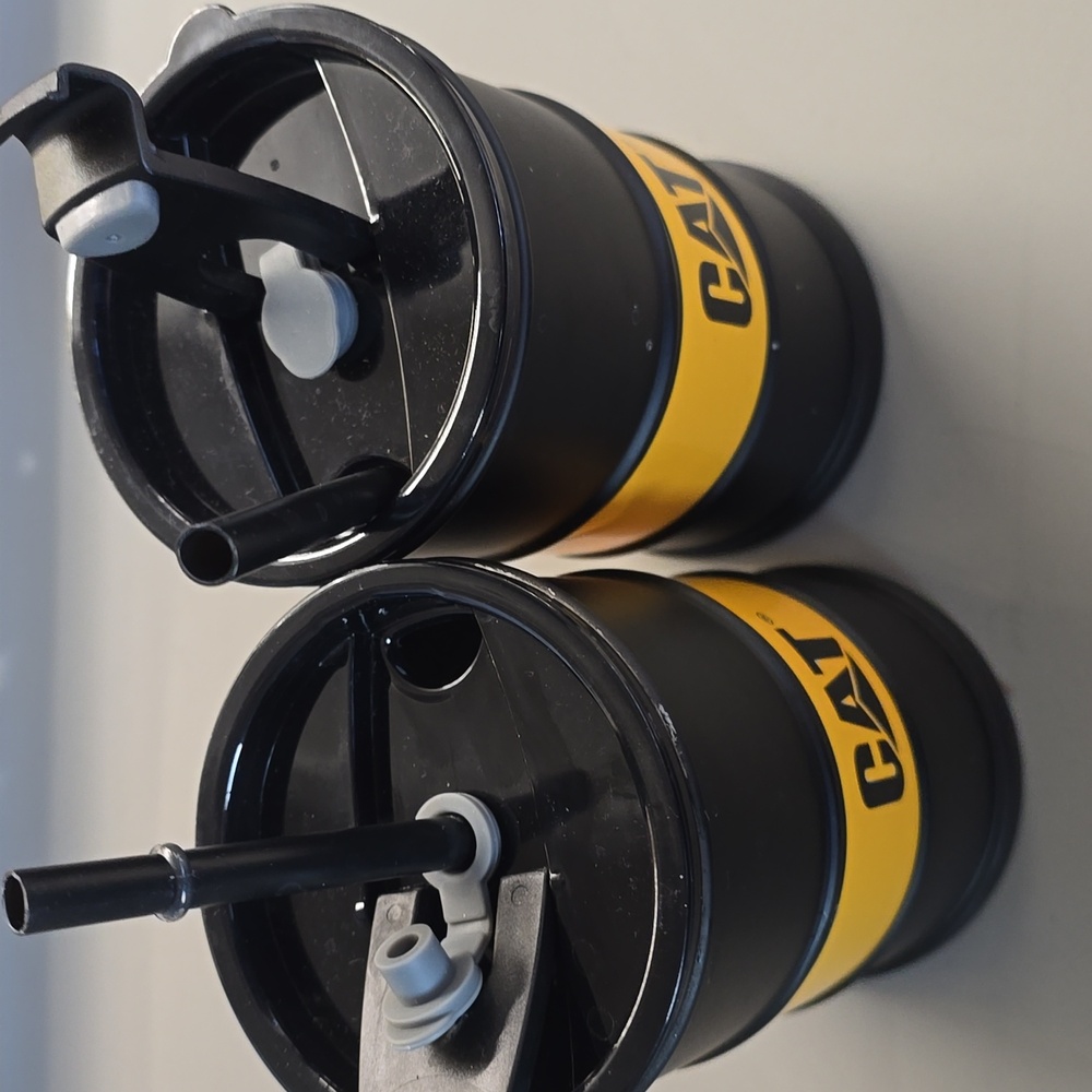 (2) Caterpillar Black and Yellow Barrel Mugs - Never Used - Picture 2 of 4